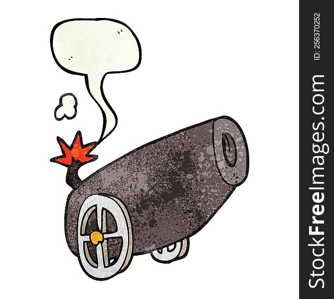 freehand speech bubble textured cartoon cannon