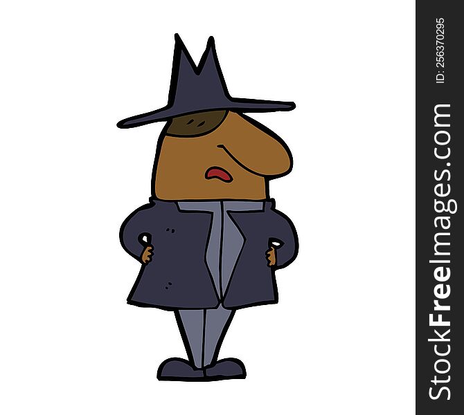 cartoon man in coat and hat