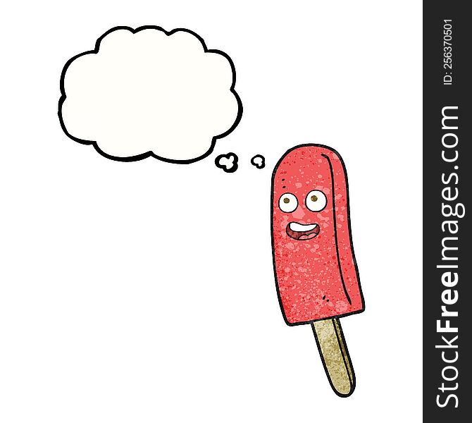 freehand drawn thought bubble textured cartoon ice lolly