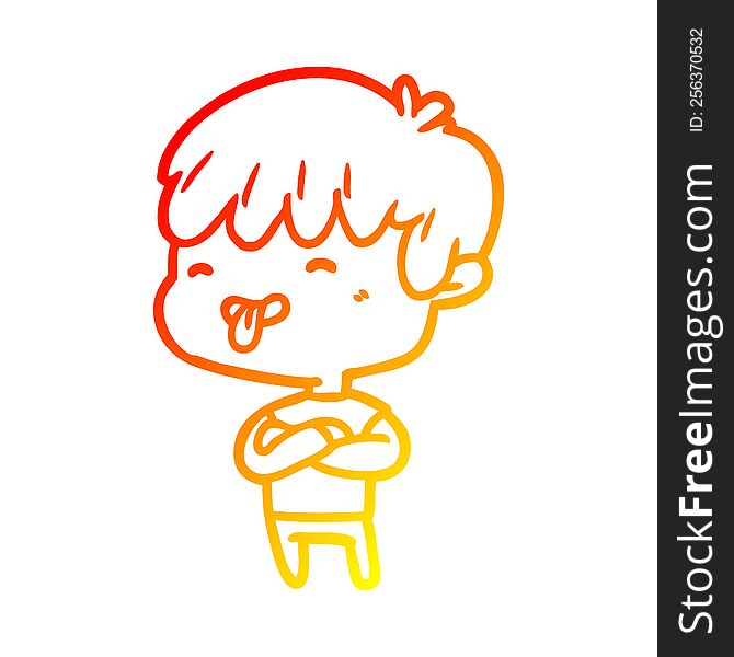 warm gradient line drawing of a boy sticking out tongue