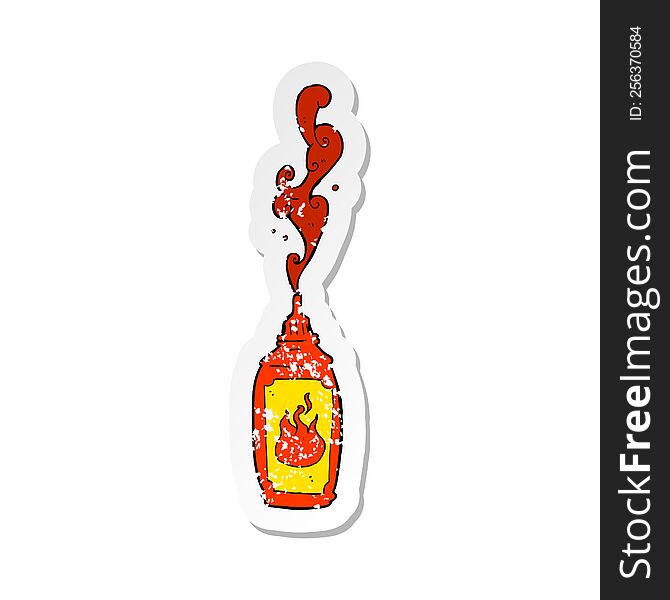 retro distressed sticker of a cartoon hot sauce