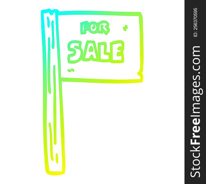 cold gradient line drawing cartoon sale sign