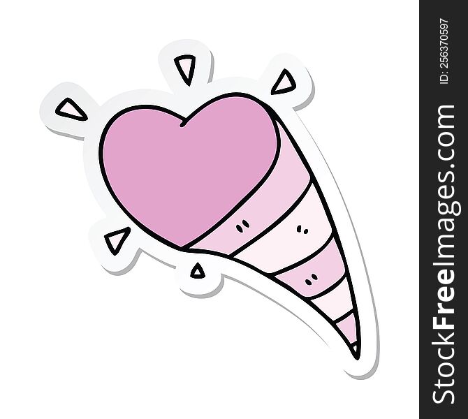 sticker of a quirky hand drawn cartoon shooting heart