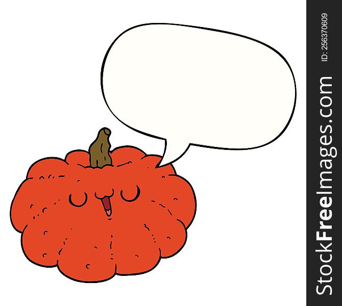 Happy Cartoon Pumpkin And Speech Bubble