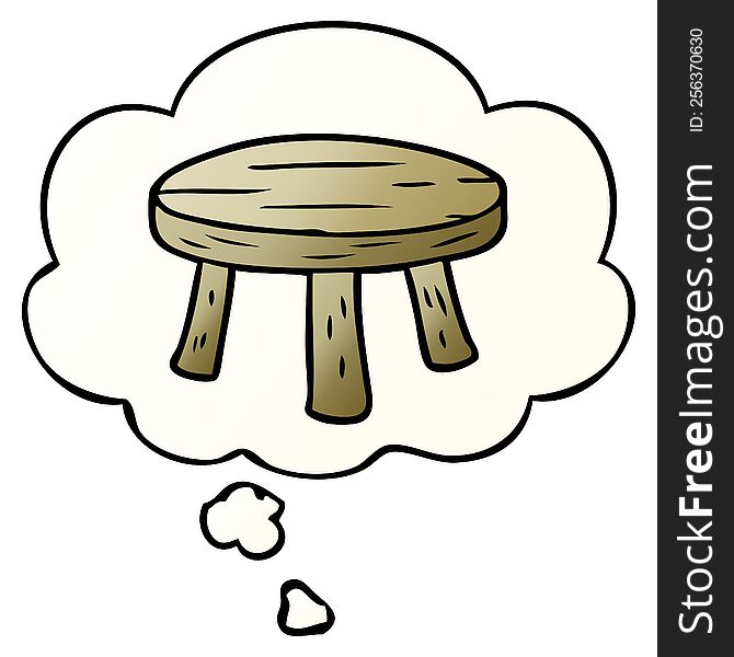 Cartoon Small Stool And Thought Bubble In Smooth Gradient Style