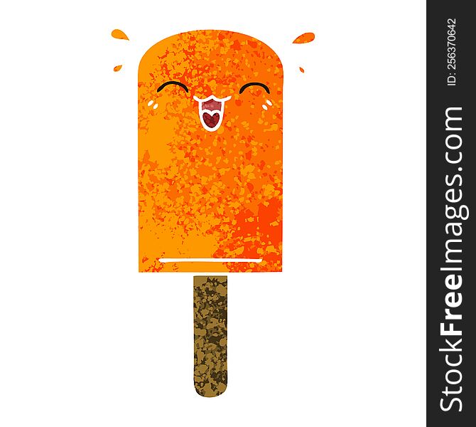 quirky retro illustration style cartoon orange ice lolly