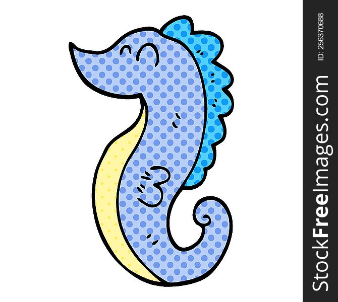 cartoon doodle sea horse