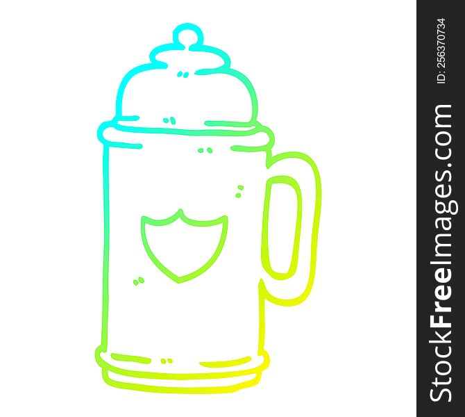 cold gradient line drawing of a cartoon golden tankard