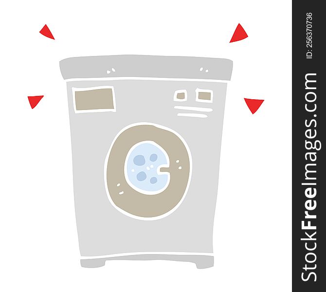 Flat Color Illustration Of A Cartoon Washing Machine