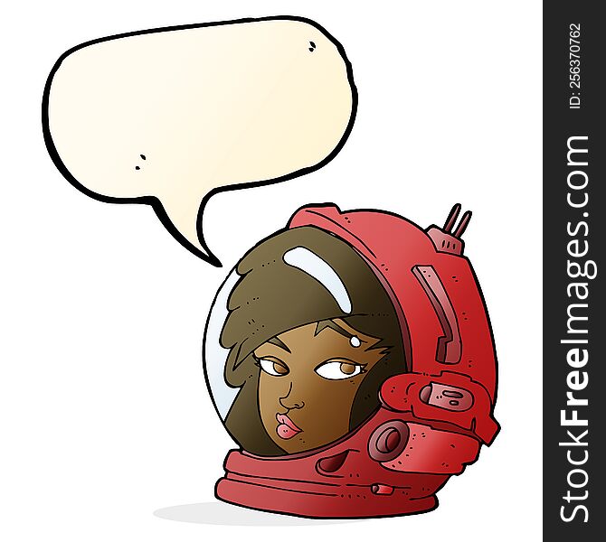 Cartoon Female Astronaut With Speech Bubble