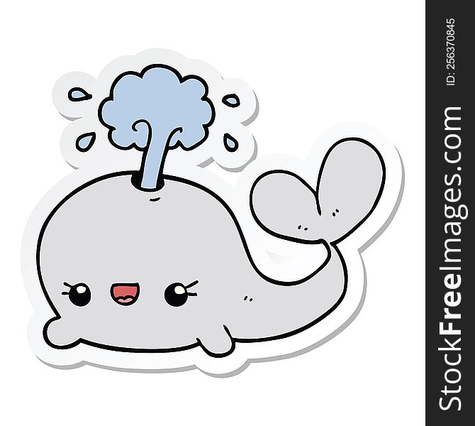 sticker of a cute cartoon whale