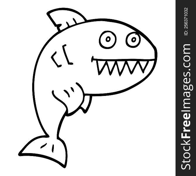 line drawing cartoon deadly shark