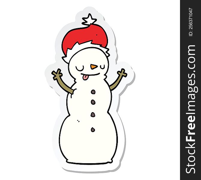 Sticker Of A Cartoon Christmas Snowman