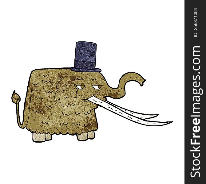 cartoon mammoth wearing top hat