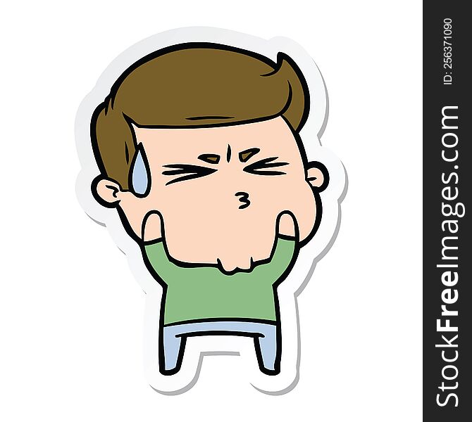 Sticker Of A Cartoon Frustrated Man