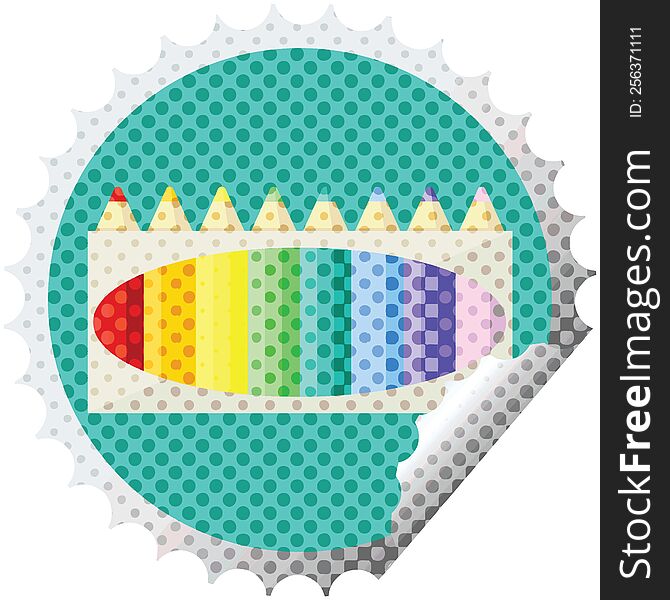 Pack Of Coloring Pencils Round Sticker Stamp