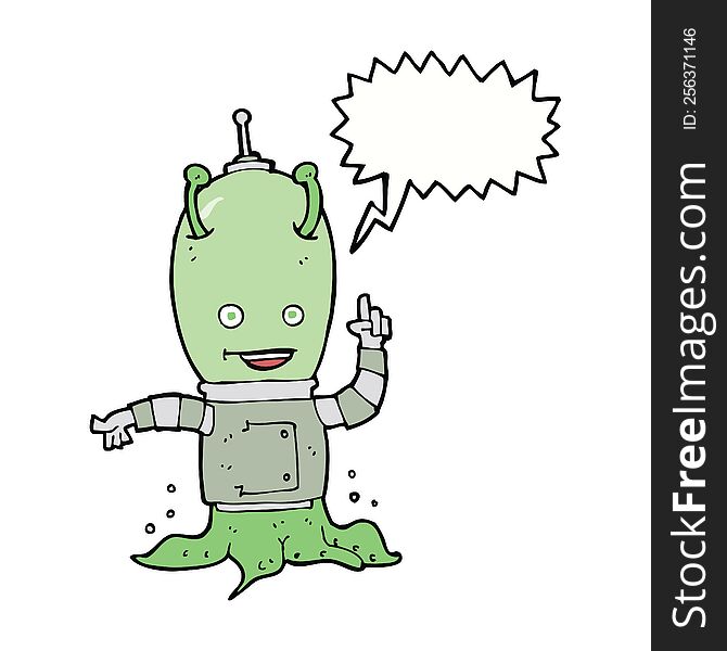 Cartoon Alien Spaceman With Speech Bubble