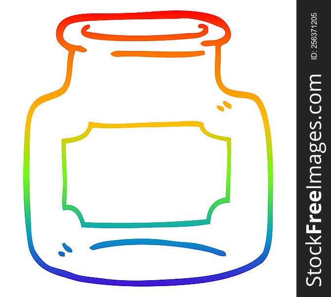 Rainbow Gradient Line Drawing Cartoon Empty Jar