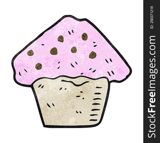 freehand textured cartoon strawberry muffin