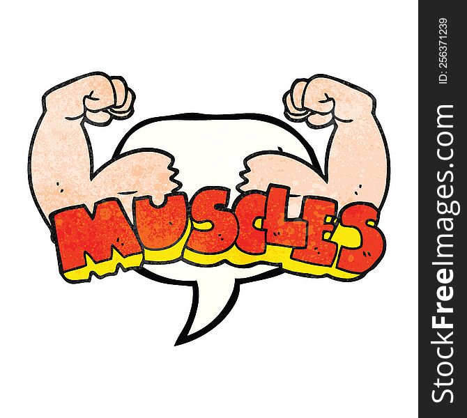 Speech Bubble Textured Cartoon Muscles Symbol