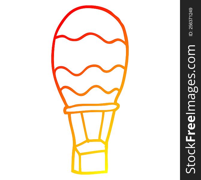 warm gradient line drawing of a cartoon hot air balloon