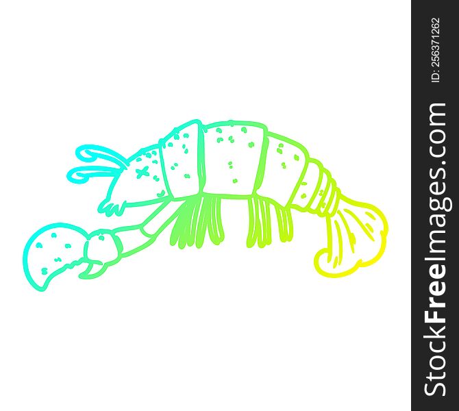 Cold Gradient Line Drawing Cartoon Lobster