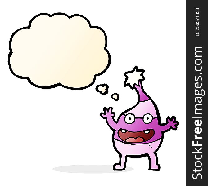 Cartoon Funny Creature With Thought Bubble