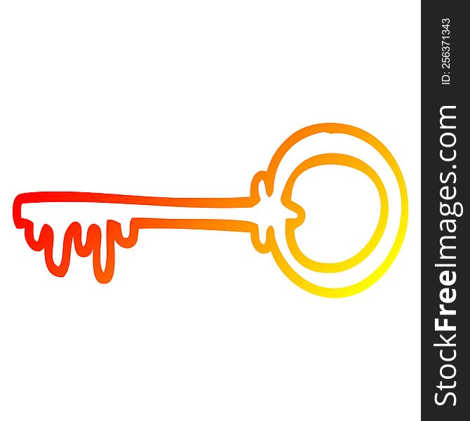 warm gradient line drawing of a cartoon old key