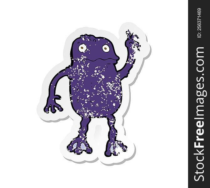 Retro Distressed Sticker Of A Cartoon Poisonous Frog