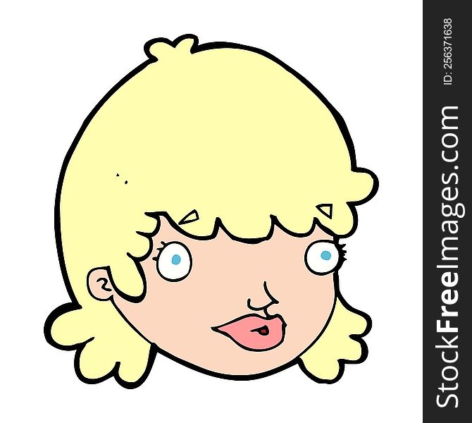 cartoon female face with surprised expression