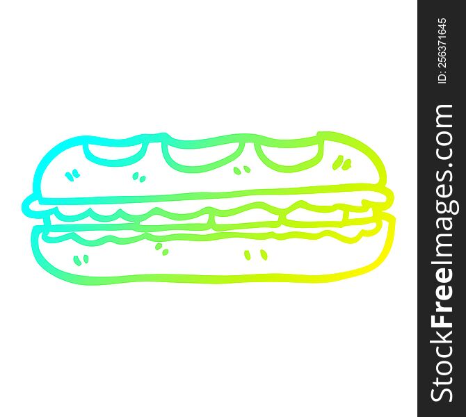 cold gradient line drawing of a cartoon tasty sandwich
