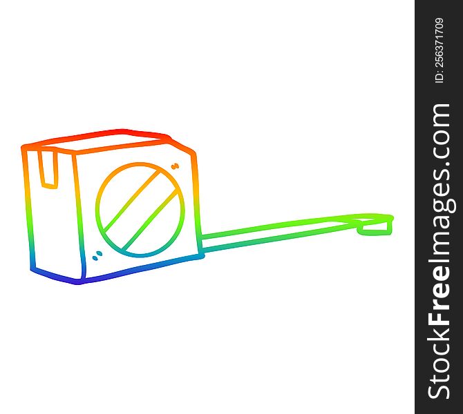 rainbow gradient line drawing of a cartoon tape measure