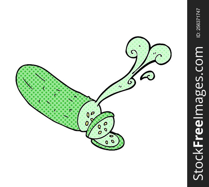 freehand drawn cartoon sliced cucumber