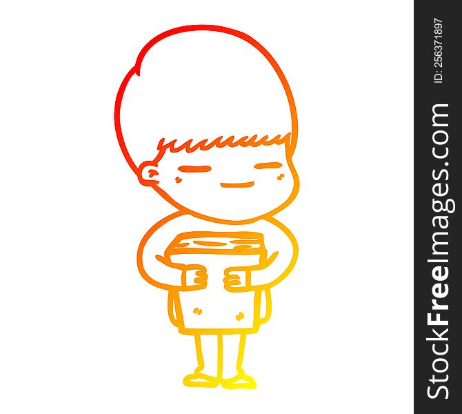 Warm Gradient Line Drawing Cartoon Smug Boy