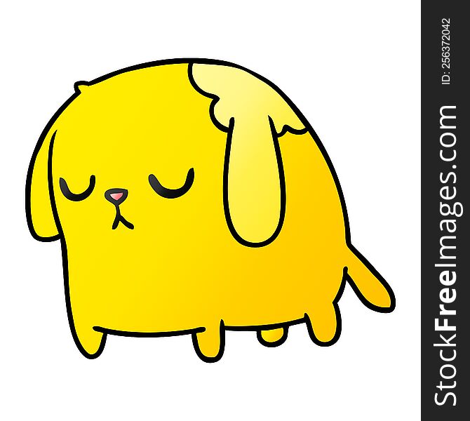 freehand drawn gradient cartoon of cute sad kawaii dog