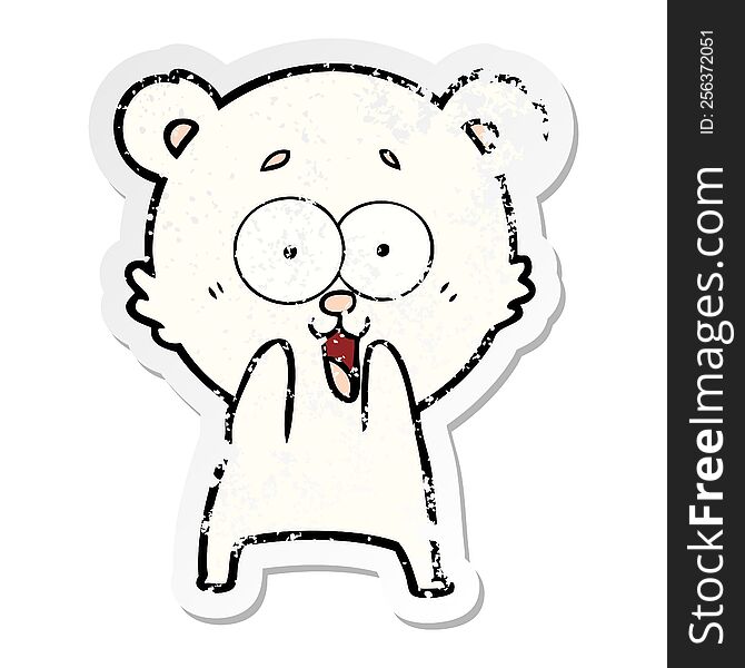 Distressed Sticker Of A Excited Teddy Bear Cartoon