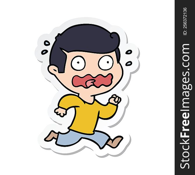 Sticker Of A Cartoon Man Totally Stressed Out