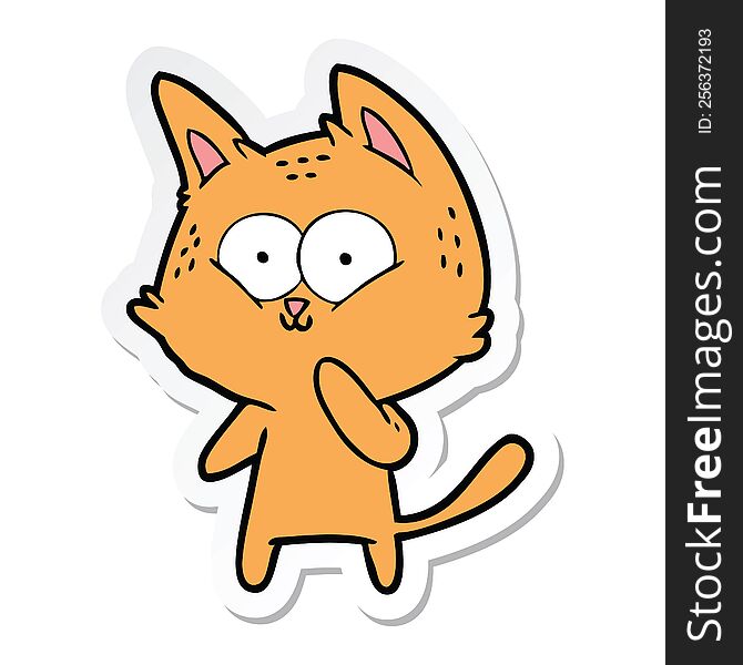 Sticker Of A Cartoon Cat Considering