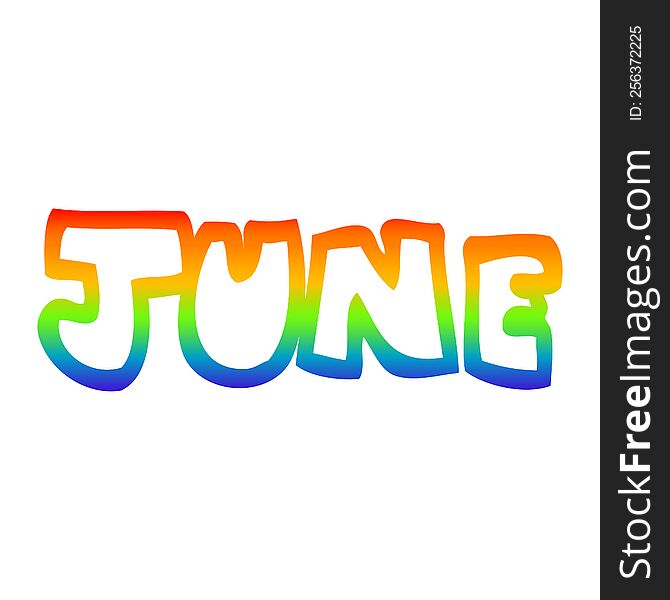 Rainbow Gradient Line Drawing Cartoon Month Of June