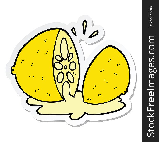 sticker of a cartoon cut lemon