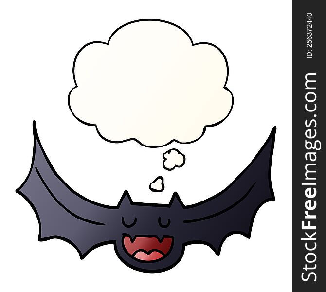 cartoon bat with thought bubble in smooth gradient style