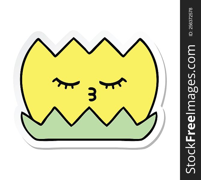 sticker of a cute cartoon water lilly