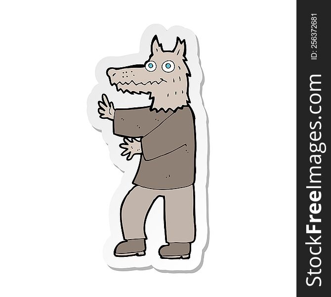 Sticker Of A Cartoon Funny Werewolf