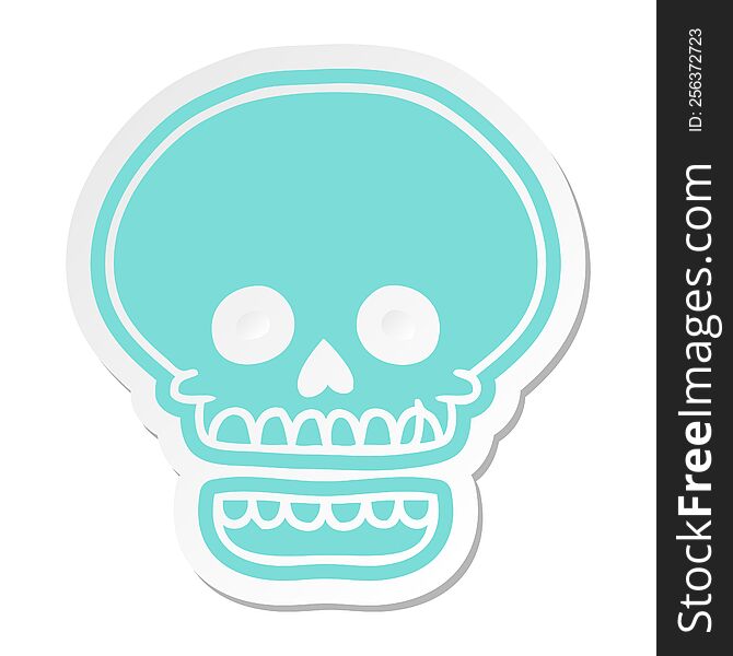 cartoon sticker of a skull head