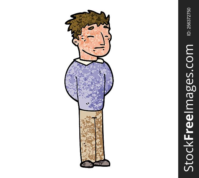 grunge textured illustration cartoon man standing