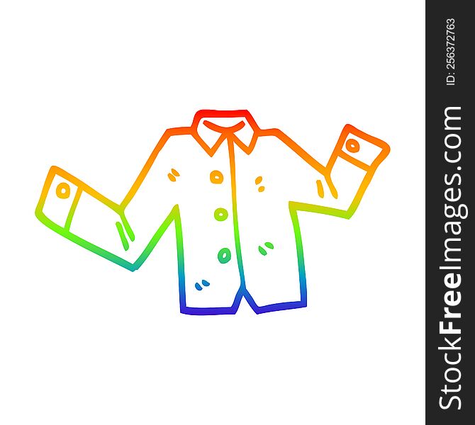 Rainbow Gradient Line Drawing Cartoon Business Shirt