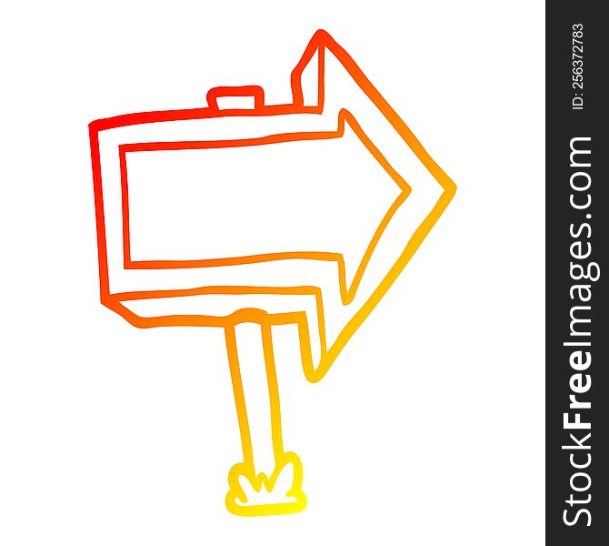 warm gradient line drawing of a cartoon pointing arrow sign