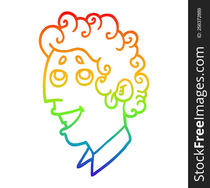 Rainbow Gradient Line Drawing Cartoon Man Face