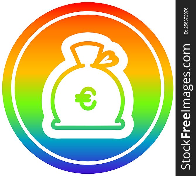 money sack circular in rainbow spectrum