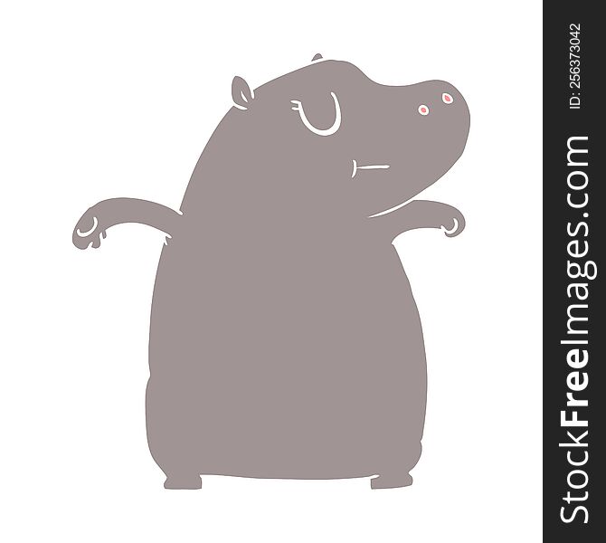 flat color style cartoon hippo